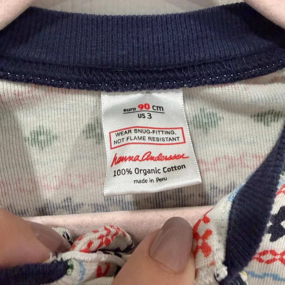Hanna Andersson Organic Cotton‎ Fair Isle Pajamas Kids Size 3 90cm Snug Fit